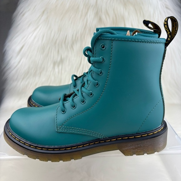 Dr. Martens Teal Combat Boots with Lace-Up Design Size 3 Kids - Picture 3 of 10